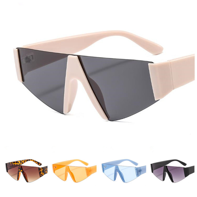 

Fashion Women Rimless Sunglasses Siamese Sun Glasses Adumbral Anti-UV Spectacles Thick Temples Eyeglasses Ornamenta SUN GLASSES A, White;black