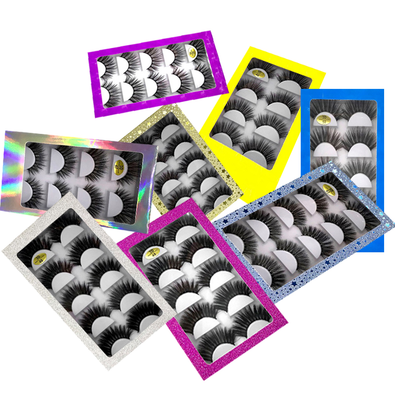 

New 5 Pairs 3D Mink Hair False Eyelashes Wispy Fluffy Long Lashes Makeup Tools Faux Eye Lashes Maquiagem Wholesale