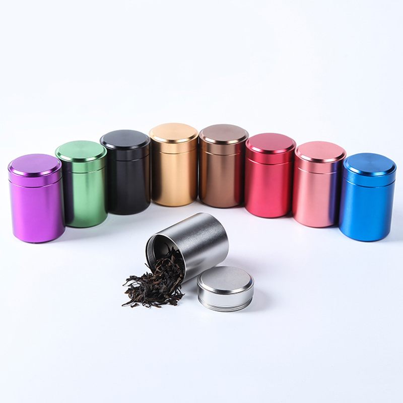 

65*45mm Mini Small Tea Caddy Metal Tin Jar Storage Boxes Candy Case Organizer Box 9 Colors Can Do Logo, As pic