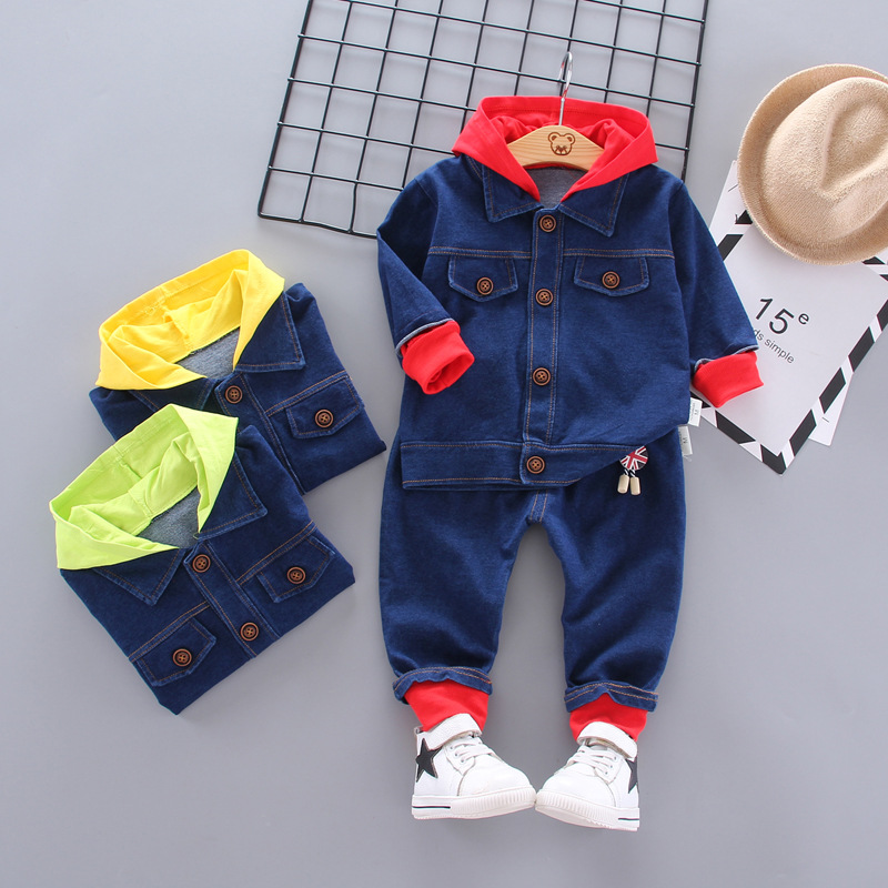 

2020Children Boys Clothes Sets for Girl Baby Suit High Quality Cartoon Spring Autumn Coat+ T shirt +Pants Set Kids Clothing Set, Yellow