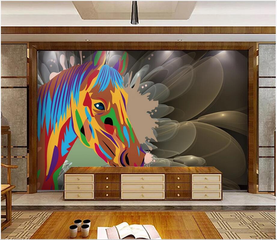 

3d wallpaper custom photo murals Hand painted horse TV background wall animal background decor wall art pictures Mural on the wall, Non-woven fabric