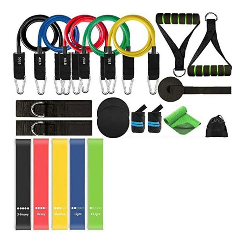 

22-Piece Pull Rope Set Multi-Function 1.2 M Tpe Material Word Tension Band Fitness Strength Training