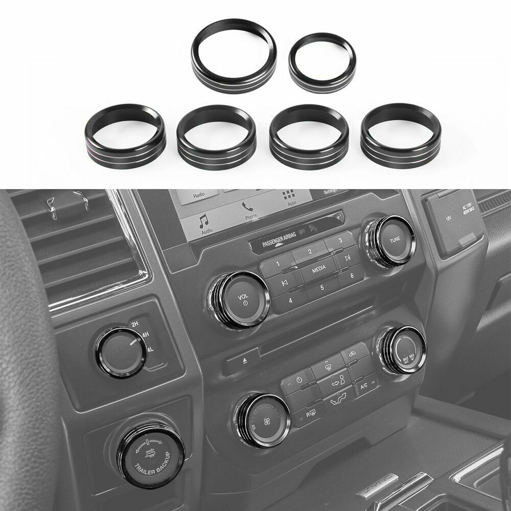 

Black Air Conditioner & Audio Switch Decor Ring For Ford F150 Xlt(With Trailer Switch Knob) Version 2016+