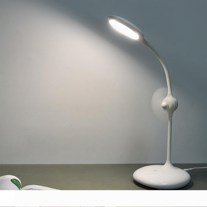 

Eye Protect Dimmable LED Rechargeable Touch Sensor Table Lamp With Mini Fan for Home Reading Studying Working LED Lights