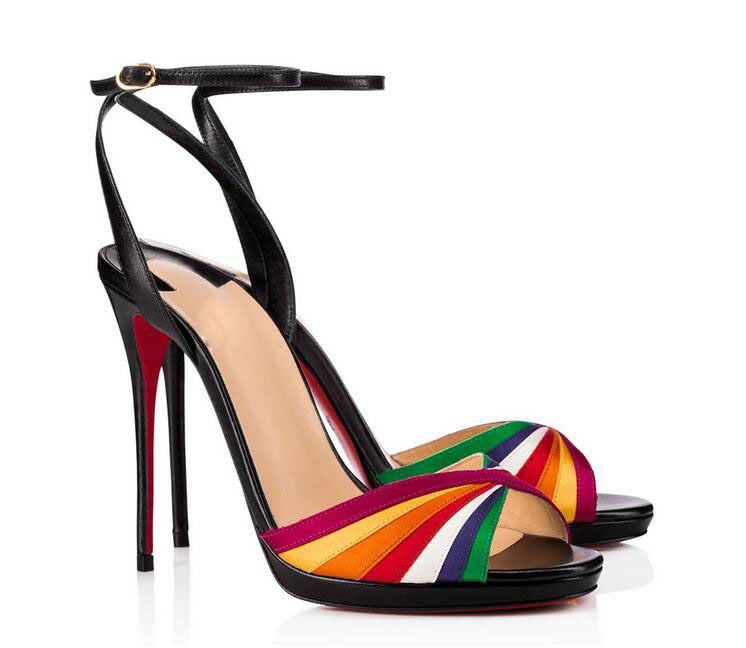 

Luxurious Designer Ladies fashion women school games eveningwear 120mm Leather Sandals Latte Multicolor Party Dress Wedding With Box