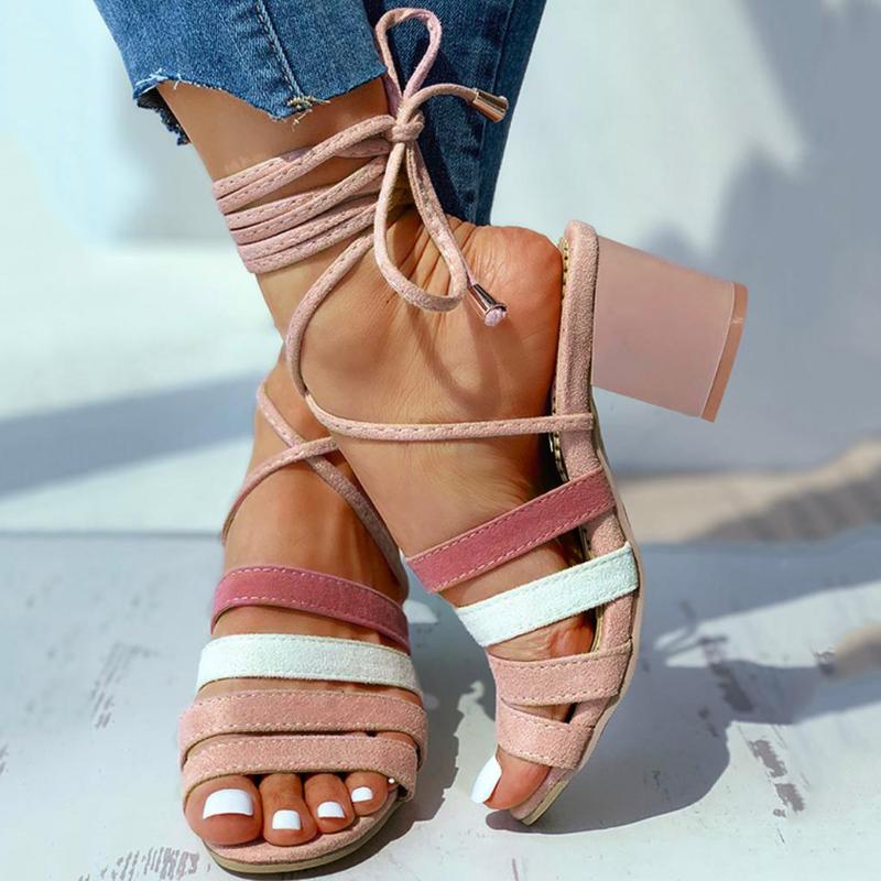 

Orthopedic Sandals Women Ankle Strap Thick Heel Sandals Ladies Plus Size Casual Open Toe Comfortable Shoes Menorquinas Mujer#, Pink