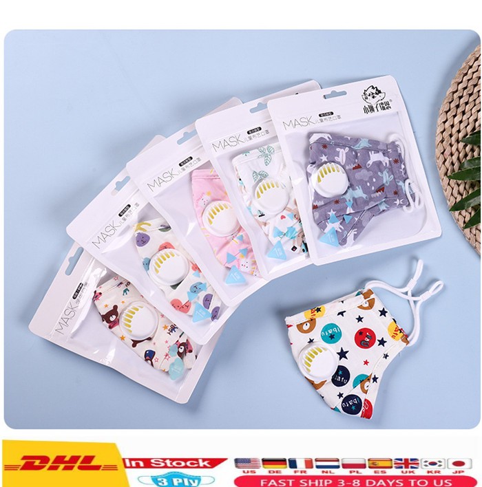 

Designer Kids Face Mask Cotton Cartoon Children Face Masks With Filter Breather Valve Anti Dust Masks Dustproof Protective Masks FY9141