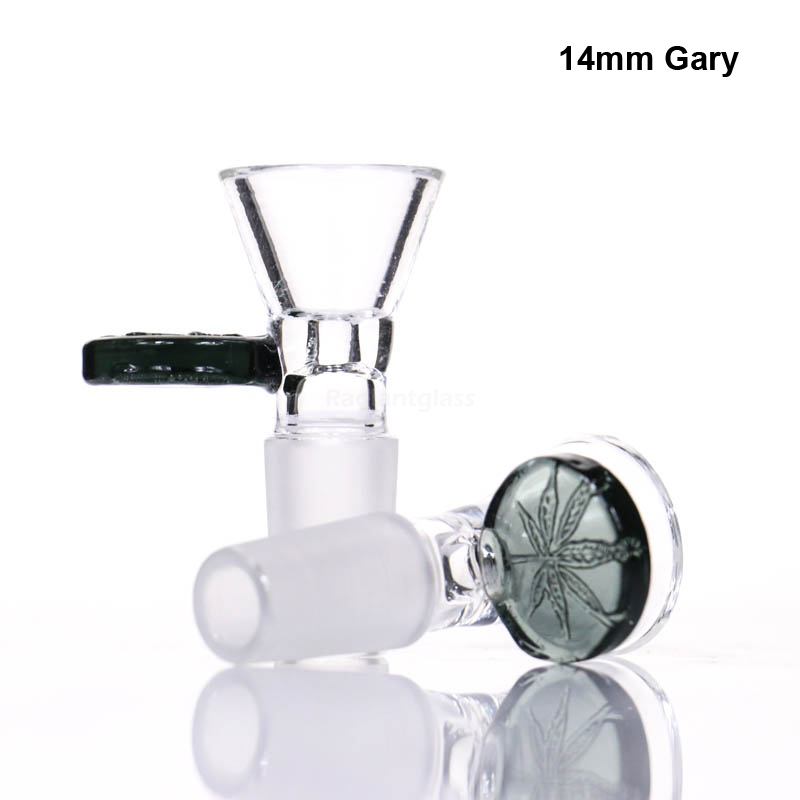 

Glass Bong Hookahs Bowl 14mm and 18mm Green Gray blue clearl with leaves male bowls for water pipe