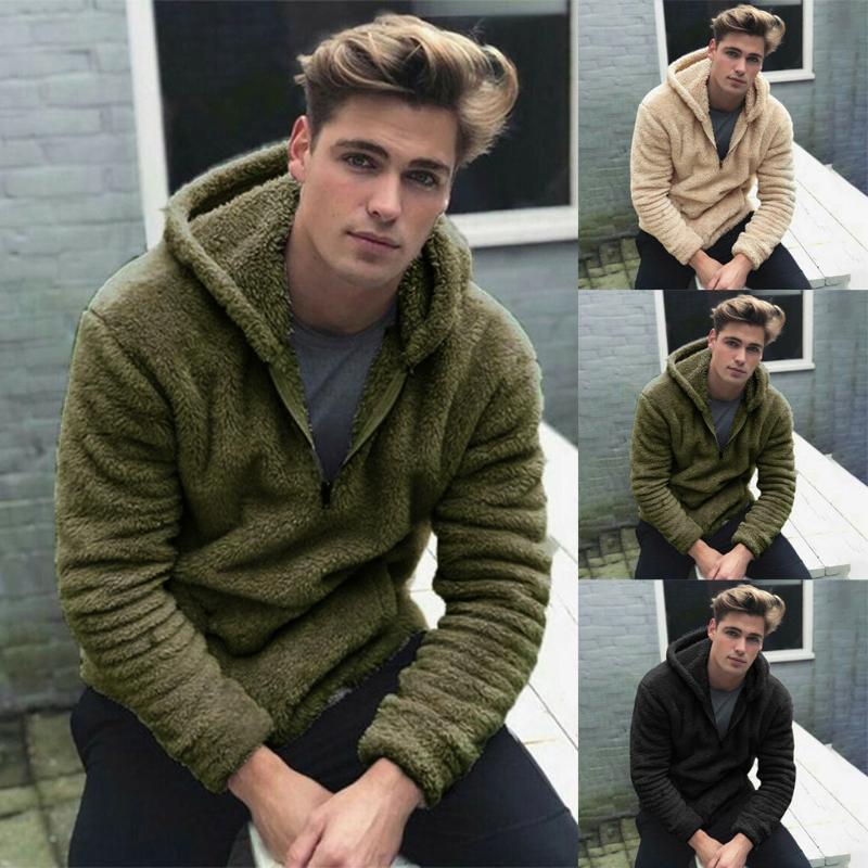 

Hot Sweatshirt Men 2020 New High Quality Fashion Men Autumn Winter Casual Zipper Loose Double-Sided Plush Hooded Tops casaco, As pic