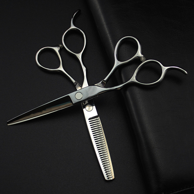 

professional japan 440c silver Left handed cut hair scissors cutting barber makas haircut thinning shears hairdressing scissors