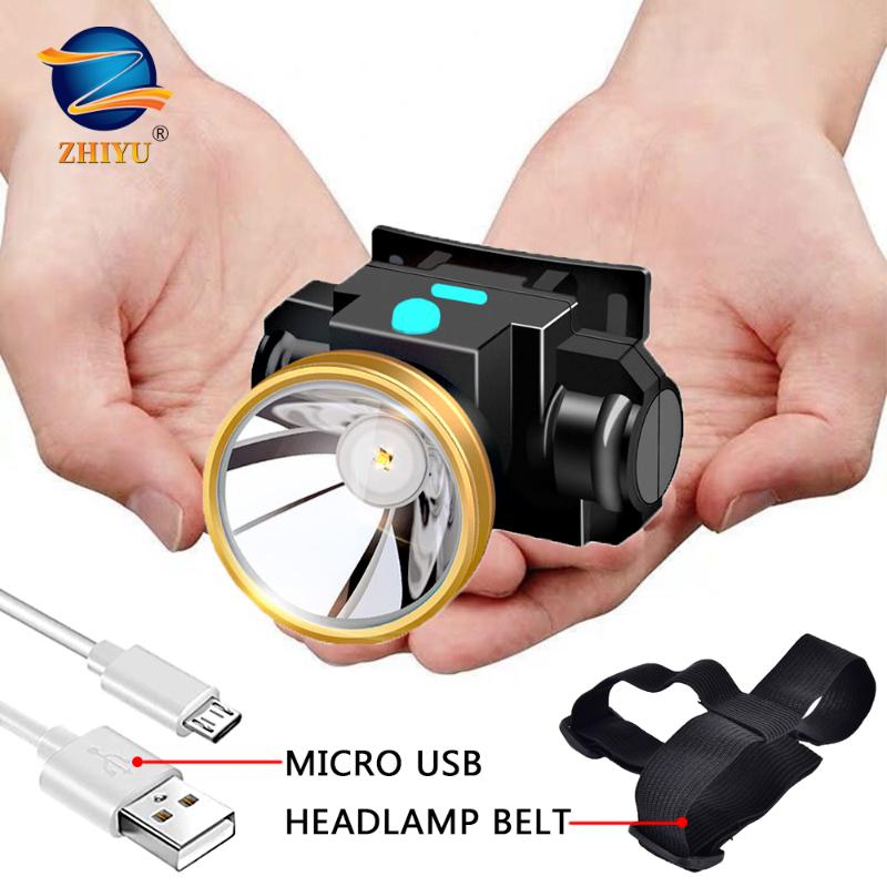 

ZHIYU Portable Rechargeable Headlamp Q5 Led Headlight 5W Power Built-in 18650 Battery Mini Head-mounted for Camping