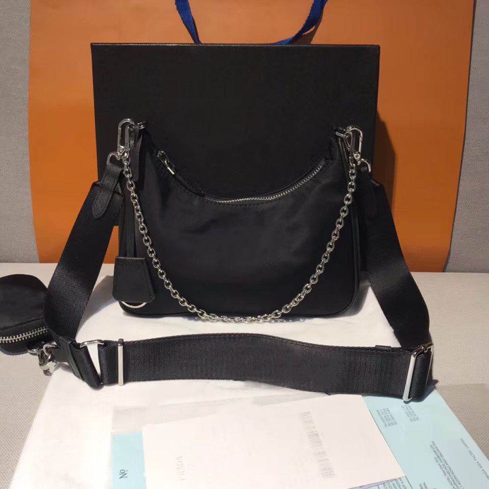 

2020 Designer Luxury Shoulder Bags high quality nylon Handbags Bestselling wallet women bags Crossbody bag Hobo purses with box, Black