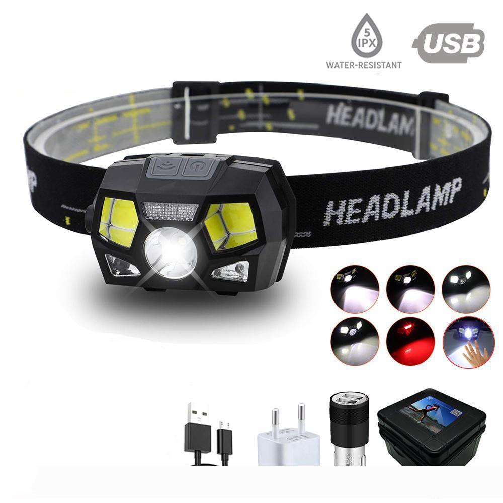 

LED Headlamp Zoomable Headlight 1T6+4XPE+COB led lamp bead outdoor lighting 5 switch modes