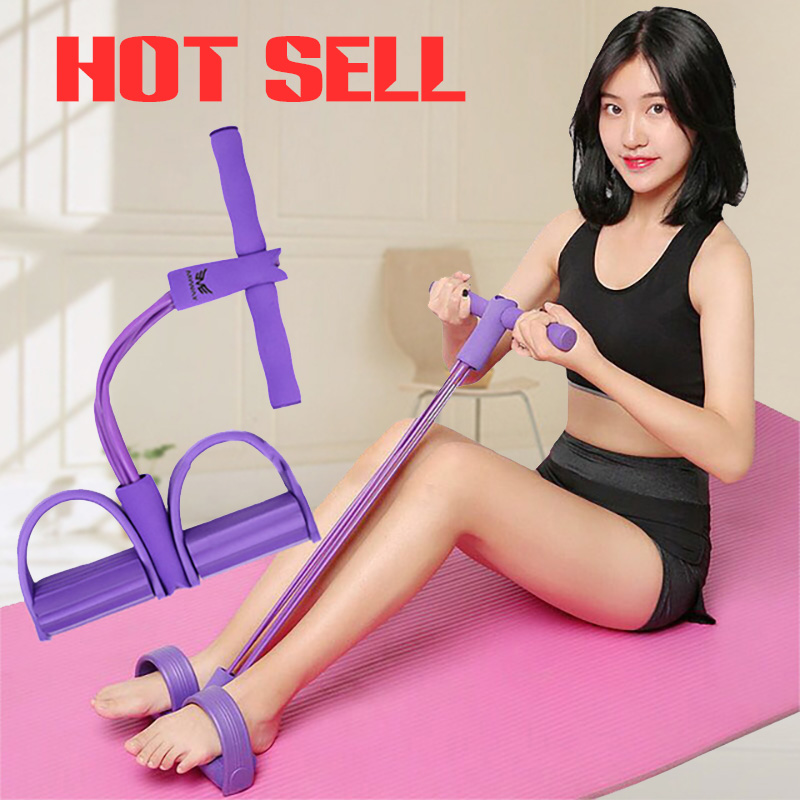 

4-Tube Resistance Bands Pull Rope Foot Pedal Exerciser Rower Belly Elastic Band Home Gym Training Yoga Fitness Equipment