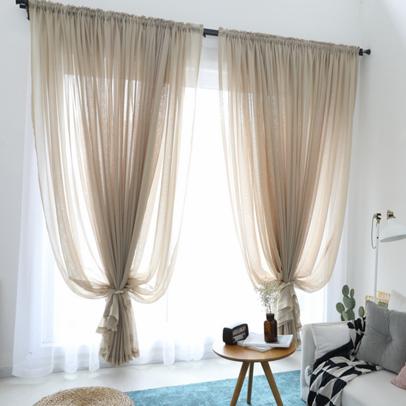 

8 colors Pure Color Curtain Living Room Window Finished Product Tulle Sheer Voile Curtains For Bedroom Rideaux Voilage Drapes, C1