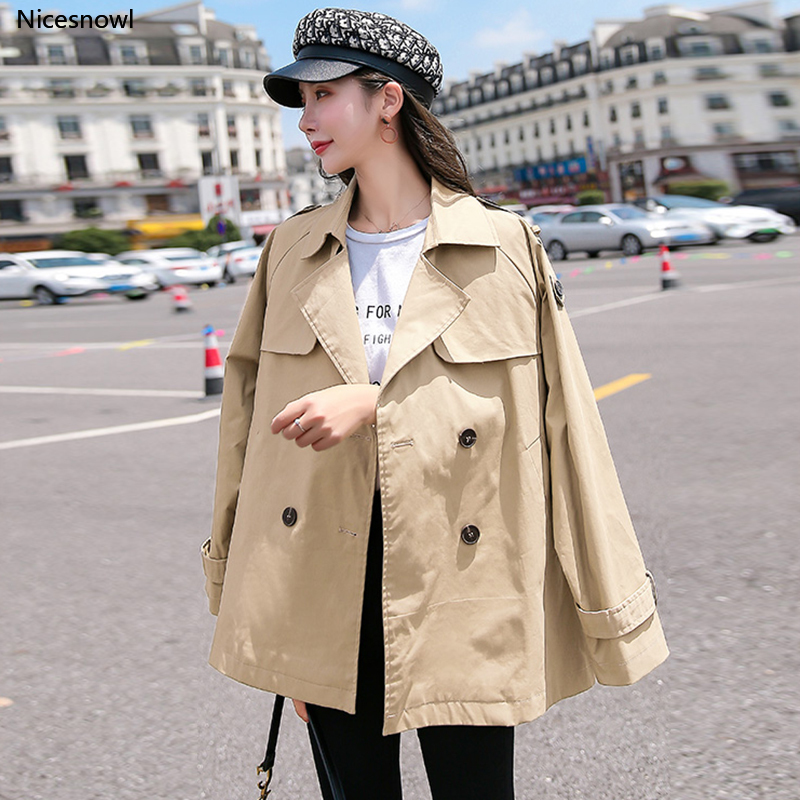 

Fashion women solid loose comfortable trench new arrival autumn winter double breasted temperamental cute lovely outerwear coat, Beige