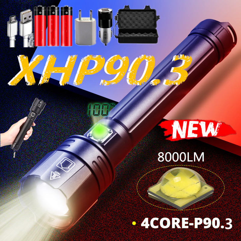 

Super Bright Xhp90.3 Most Powerful Led Torch Xhp70 Tactical Flashlights Zoom Usb Rechargeable 26650 18650 Flash Light