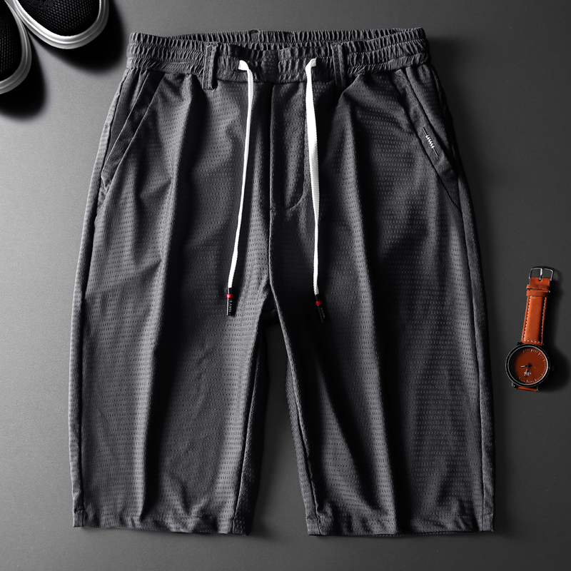 

Summer Men's Breathable Ice Silk Casual Shorts New 2020 Elastic Waist Quick Dry Short Pants Male Brand Clothes, Black