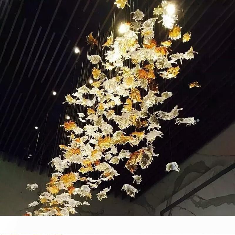

Maple Leaf Chandelier New Arrival Hand Blown Glass Chandelier Lighting Hotel Project Lights Italy Home Decor Free Shipping