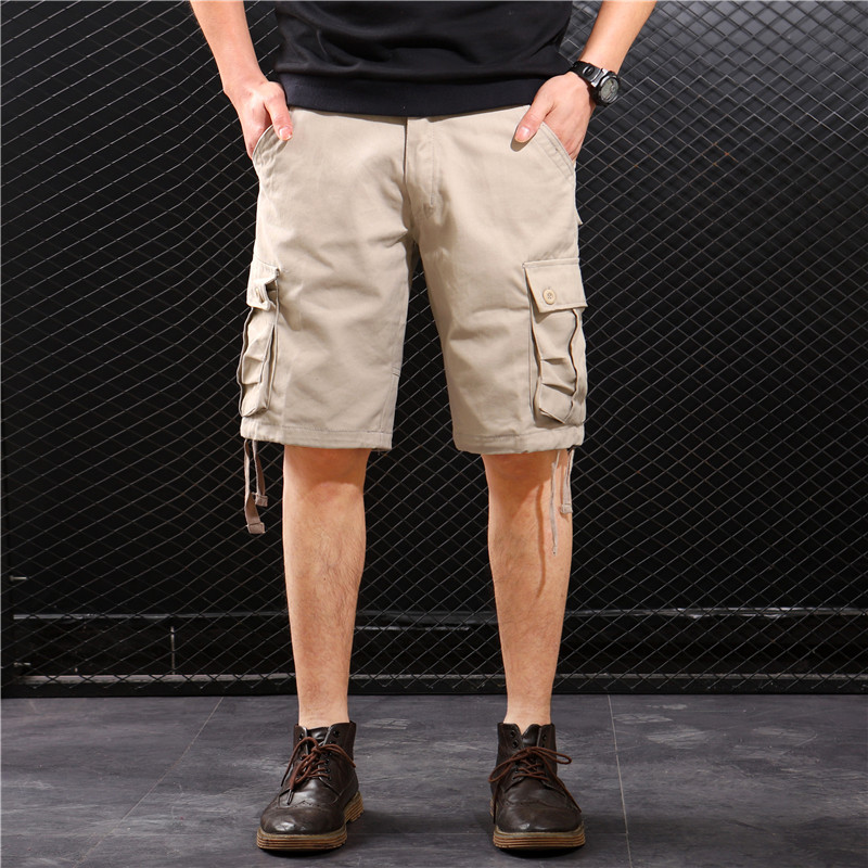 

2020 Brand New Mens Cargo Shorts High Quality Black Short Pants Men Cotton Solid Casual Beach Shorts Men Summer Bottom, Beige