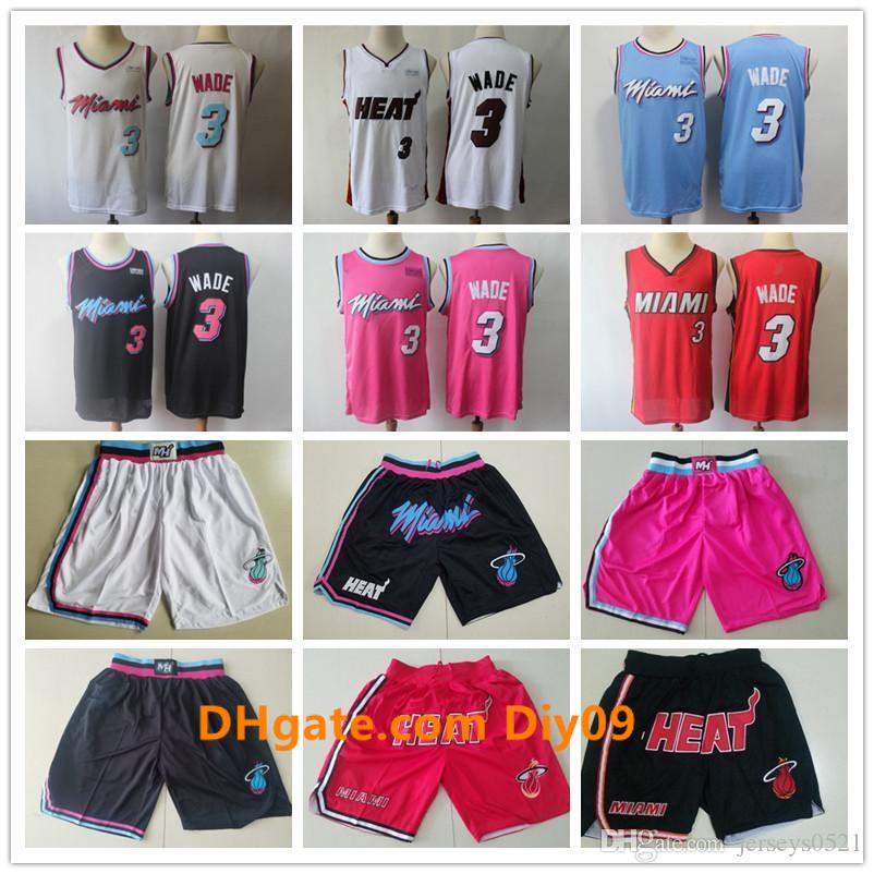 

Mens Miami Heat Throwback Jerseys Dwyane 3 Wade Basketball Shorts Basketball Jerseys City Pink Edition Black Red White Black
