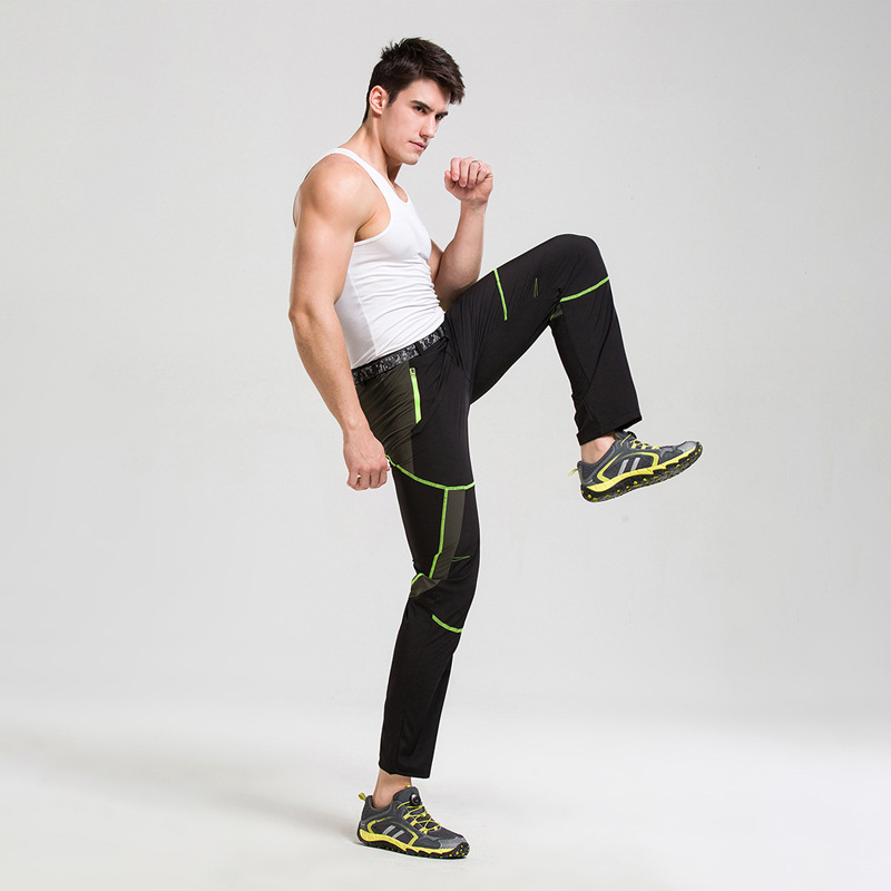 

Men' Patchwork Long Trousers Thin Quick Dry Casual Pants Outdoor Mountaineering Fishing Camping Hiking Breathable Sports Pants, Army green orange