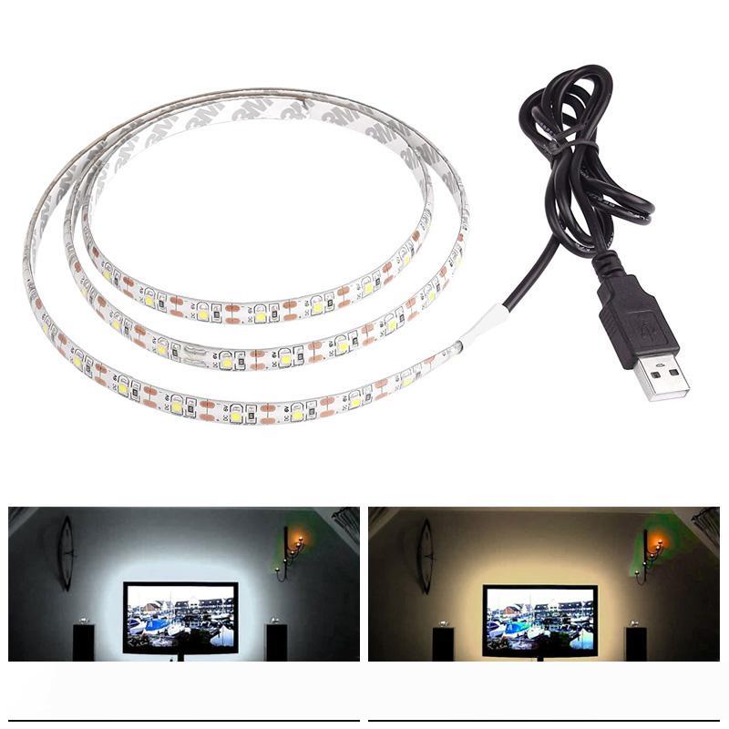 

5V 50CM 1M 2M 3M 4M 5M USB Cable Power LED strip light lamp SMD 3528 Christmas desk Decor lamp tape For TV Background Lighting waterproof