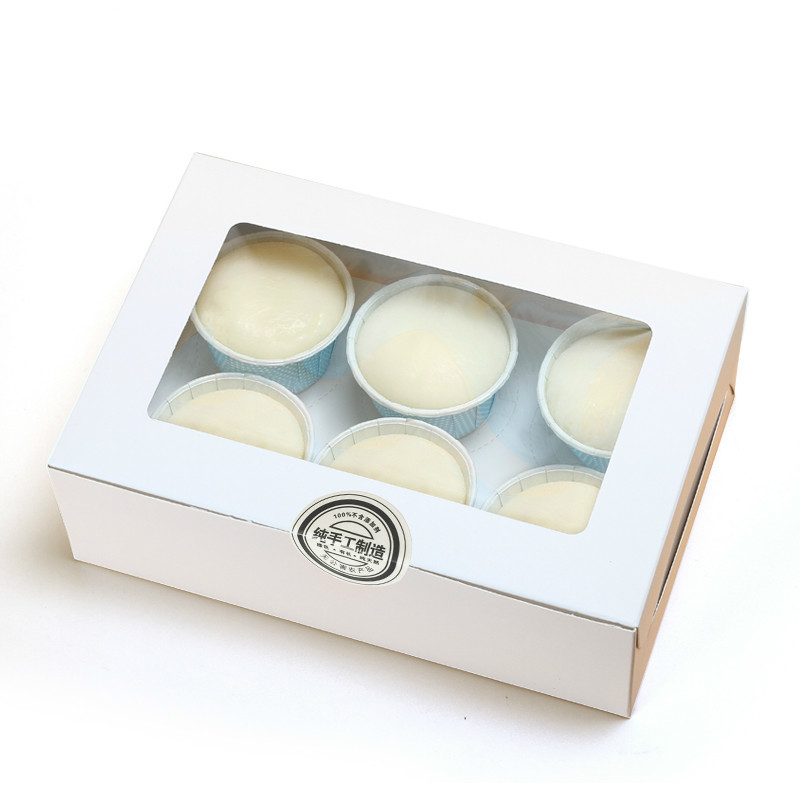 

5 Pcs Cupcake Box Wedding Party Birthday White Brown Kraft Paper Box With Window Paper Gift Packaging 6 Cup Cake Holders