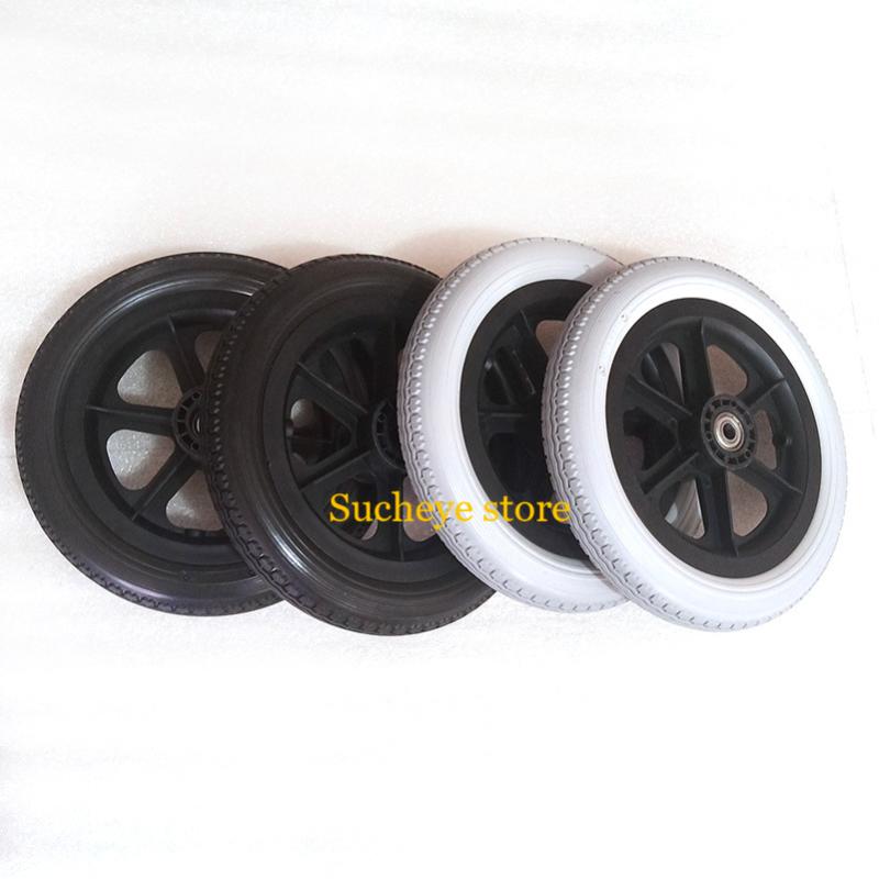 

12 Inch Wheelchair Accessories Rear Solid Wheel 12 1 / 2x2 1 / 4 PU Tire Inflation Free Wheel Manual Wheelchair Rear