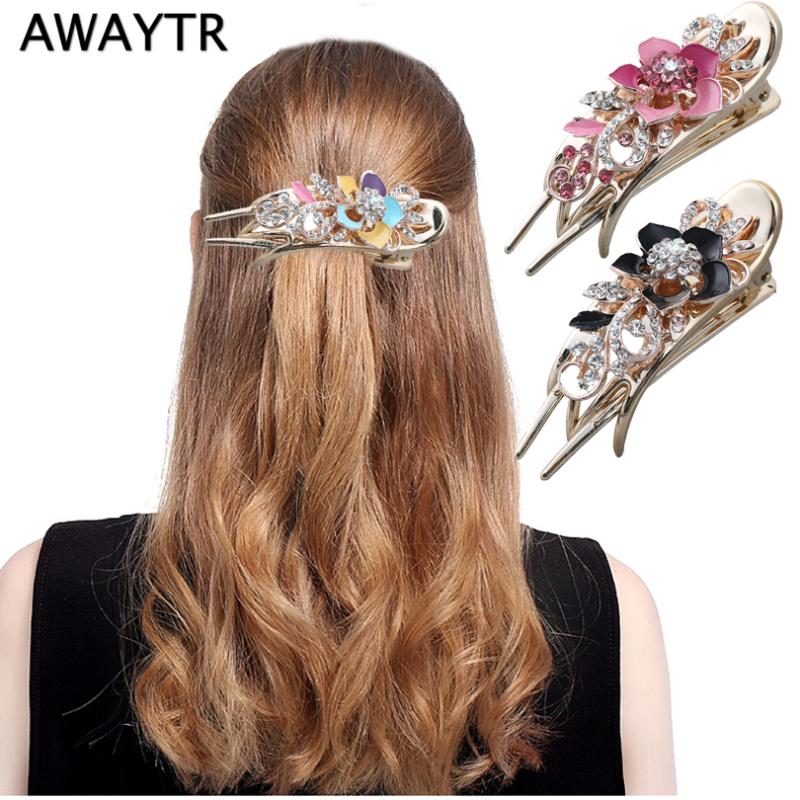 HOT LADY Grande Fiore Capelli Coccodrillo in Plastica ARTIGLI Fascetta clip cristallo strass