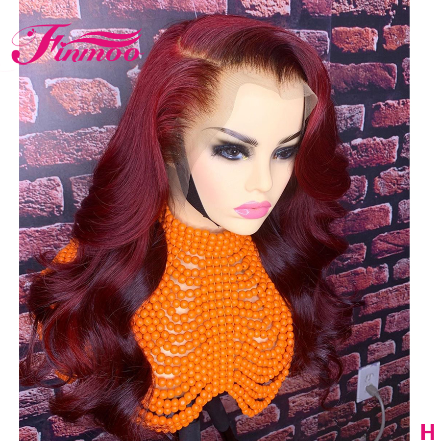 

Burgundy Color Body Wave Lace Front Human Hair Wigs For Women PrePlucked 13x4 99j Lace Front Wig Body Wave Wig Peruvian Remy 150, Natural color