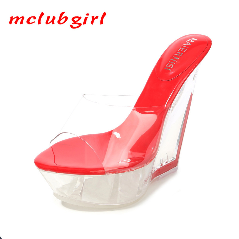 

Mclubgirl High Heel Sandals High Transparent Special-shaped Heel Crystal Shoes Platform Sexy Crystal Slipper Women Shoe WZ, White