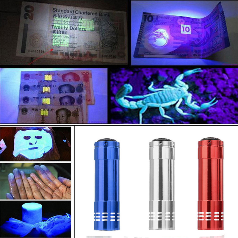 

2020 Mini Aluminum UV Ultra Violet 9 LED Blacklight Torch Light Lamp