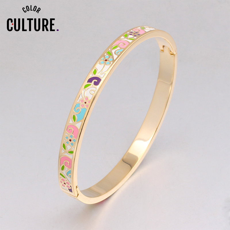 

2020 fashion Narrow Bangle Opened for girl Stainless steel fine Enamel jewelry New Year's gift dropshipping