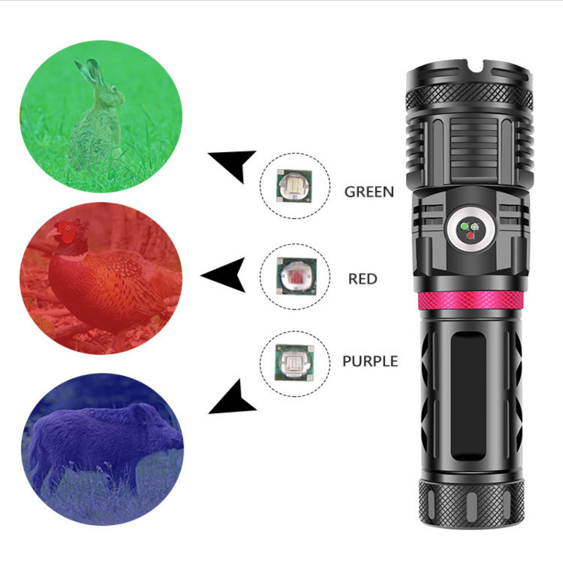 

XHP90+COB Light 2500LM Zoomable Torch Lamp Light Tactical Lantern Waterproof Led 3 Colors Hunting Lamp