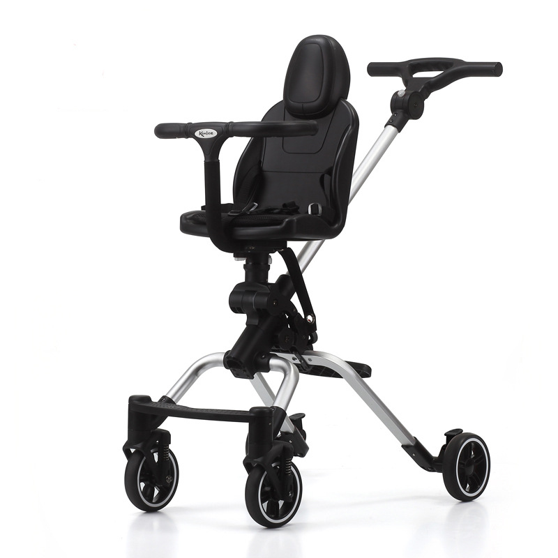 

Baby Carriage Lightweight Bidirectional Foldable Stroller Four Wheels Absorption Strolling Baby High Dining Chair