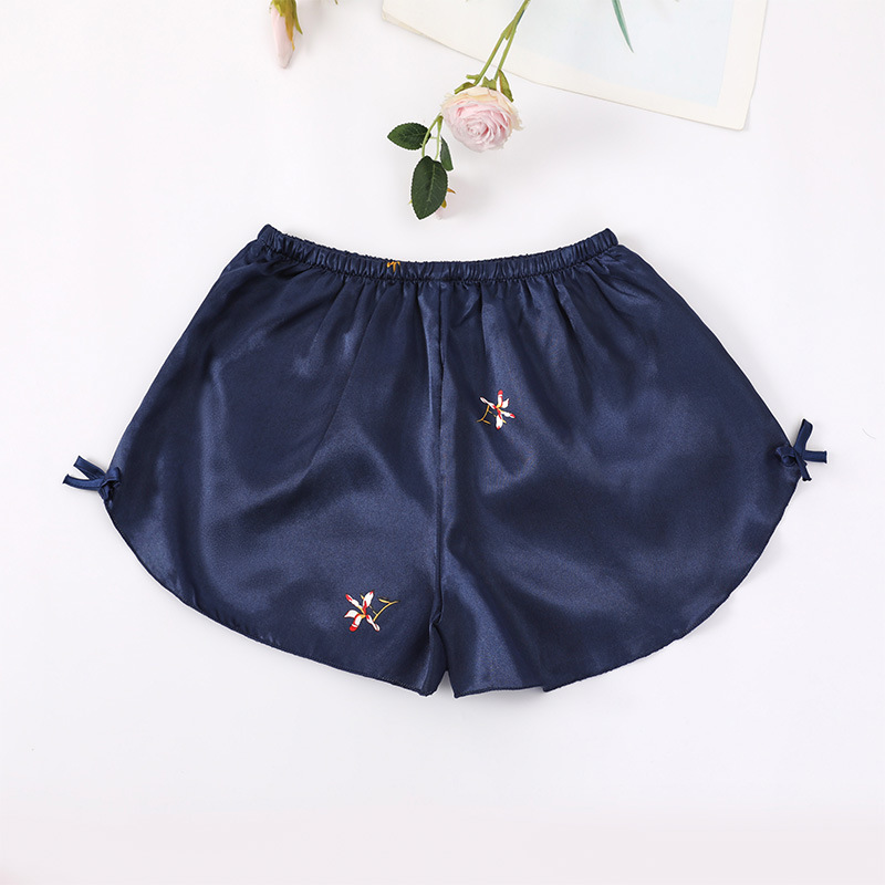 

2020 Plus Size Satin Kitten Silky Elastic Waist Women Men Home Sleep Tracksuit Bottom Short Pants Pajama Nightwear Shorts, Black