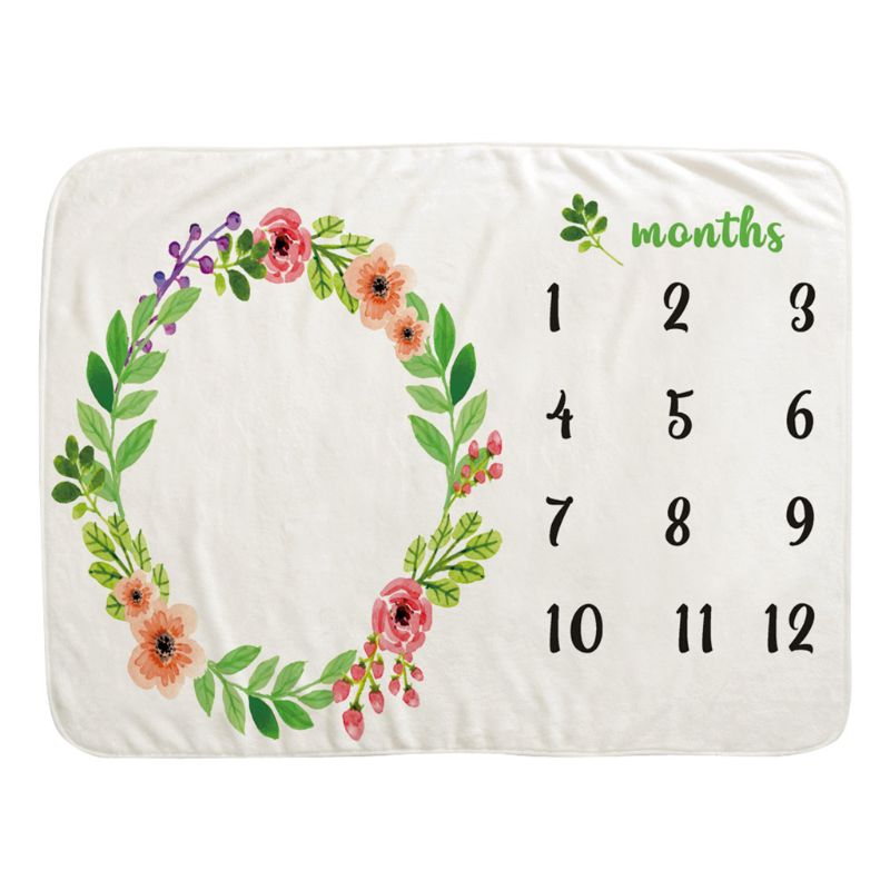 

Baby Monthly Record Growth Milestone Blanket Wreath Pattern Photography Props, 71