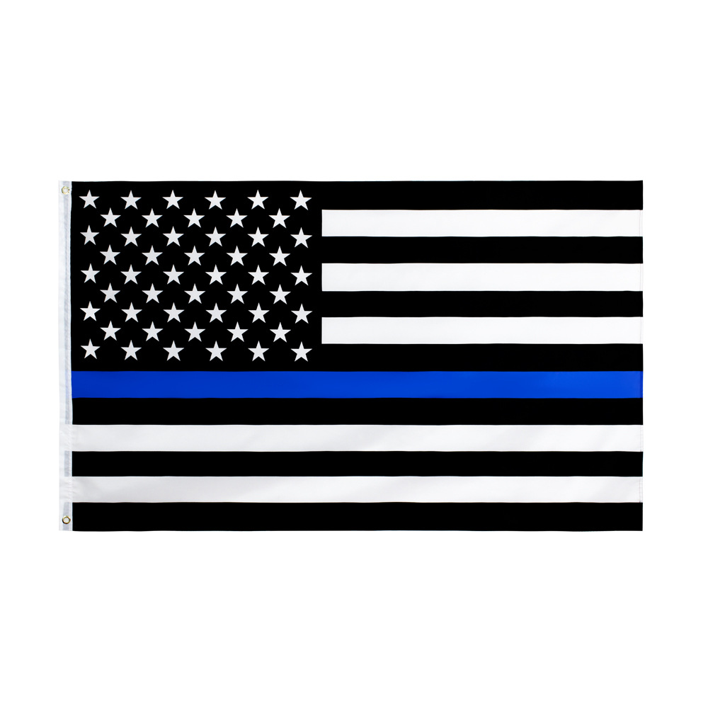 

90*150cm BlueLine USA Police Flags 3x5 Foot Thin Blue Line USA Flag Black, White And Blue American Flag With Brass Grommets