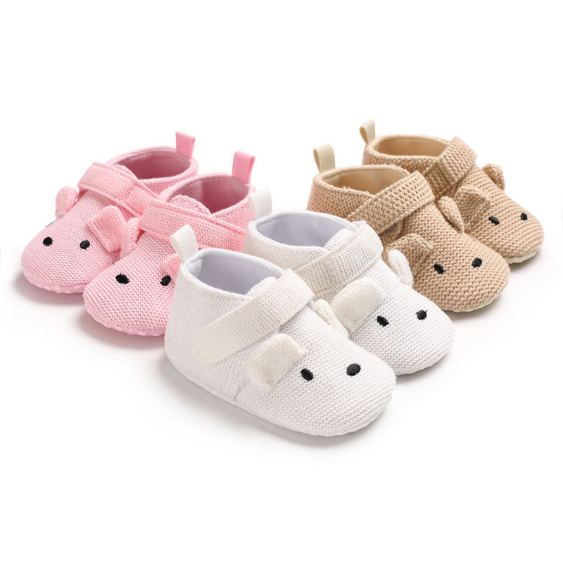 

Infant Toddler Baby Boy Girl First Walkers Newborn Soft Sole Crib Shoes Warm Cartoon Knitted Shoes Prewalker -18M, Khaki