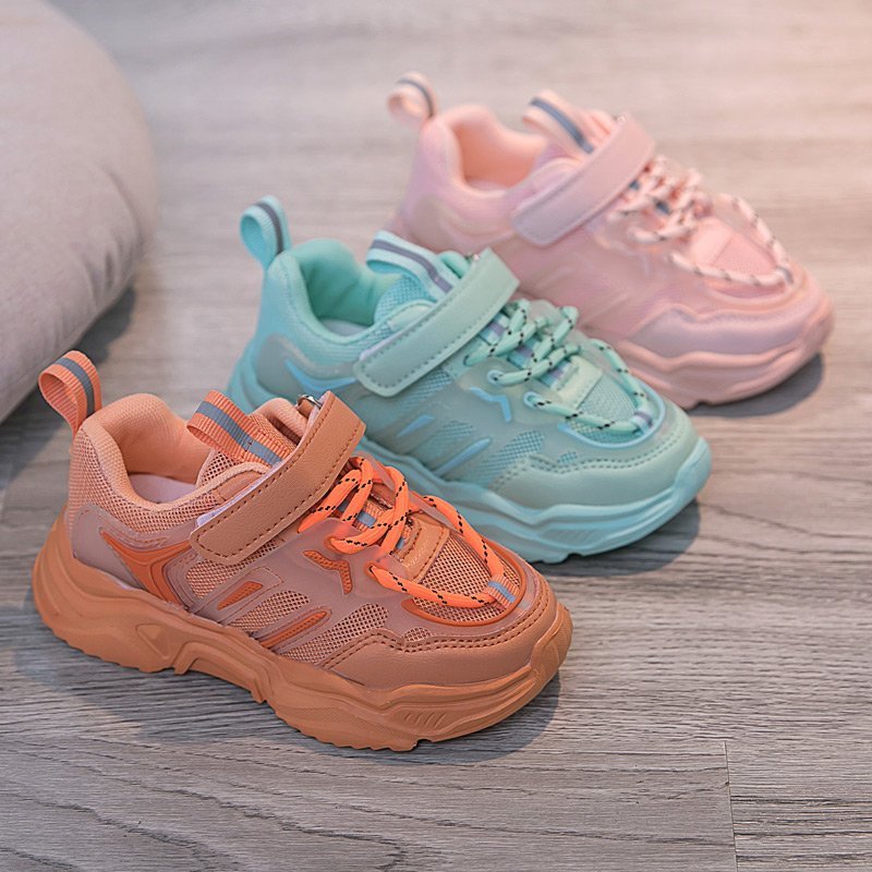 

Girls Sports Shoes Summer Mesh Children's Casual Shoes Fluorescent Running Boys Breathable, Green