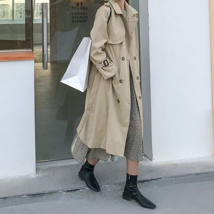 

Autumn Winter Women Trench Coat Chic Mint Green Buttons Sashes Windbreaker Female Outerwear Classic Overcoat vs326