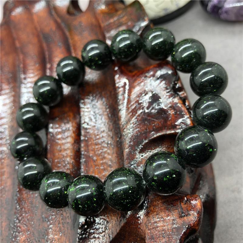 Natural Green Sand Stone Bracelet Beads 6-12mm DIY for Man Women Single Bangle-image-559316426