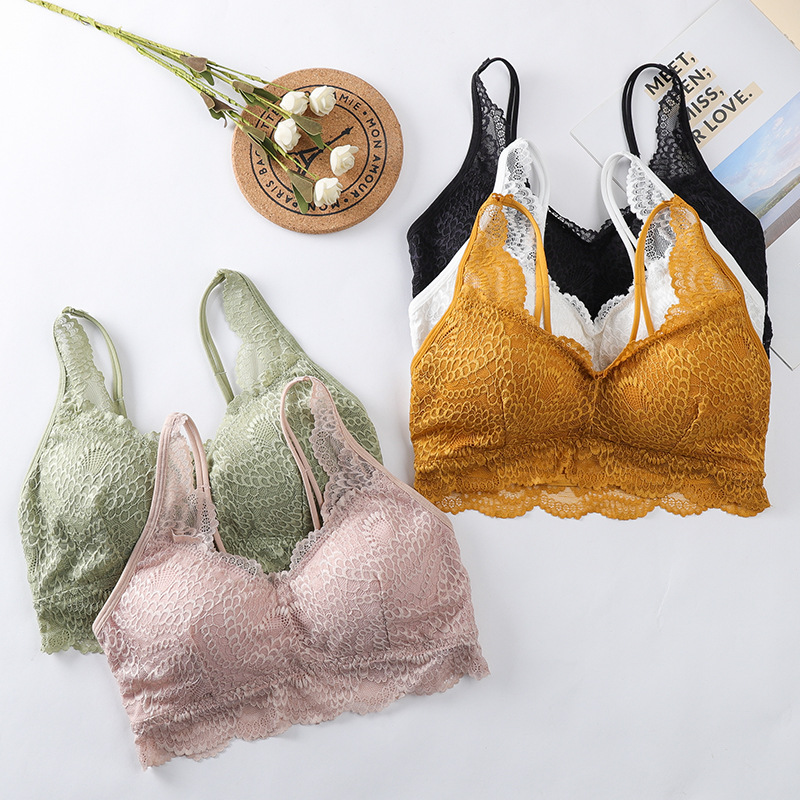 

Linbaiway Women's Lace Bra Sexy Lingerie Push up Padded Intimates Underwear Wire Free Female Brassiere Beauty Back Tank Tops, 05