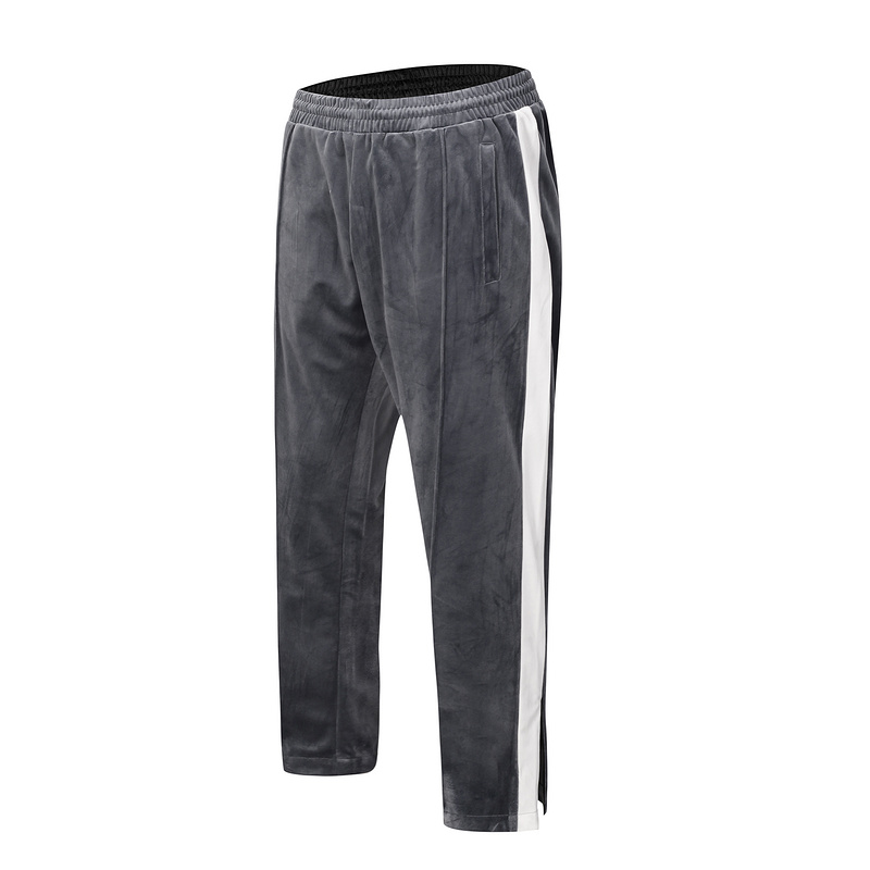 

2020 New Flock Elastic Retro Sports Pants Breathable Fabrics Sports Style Straight-leg Pants Men Women Loose Casual, Black