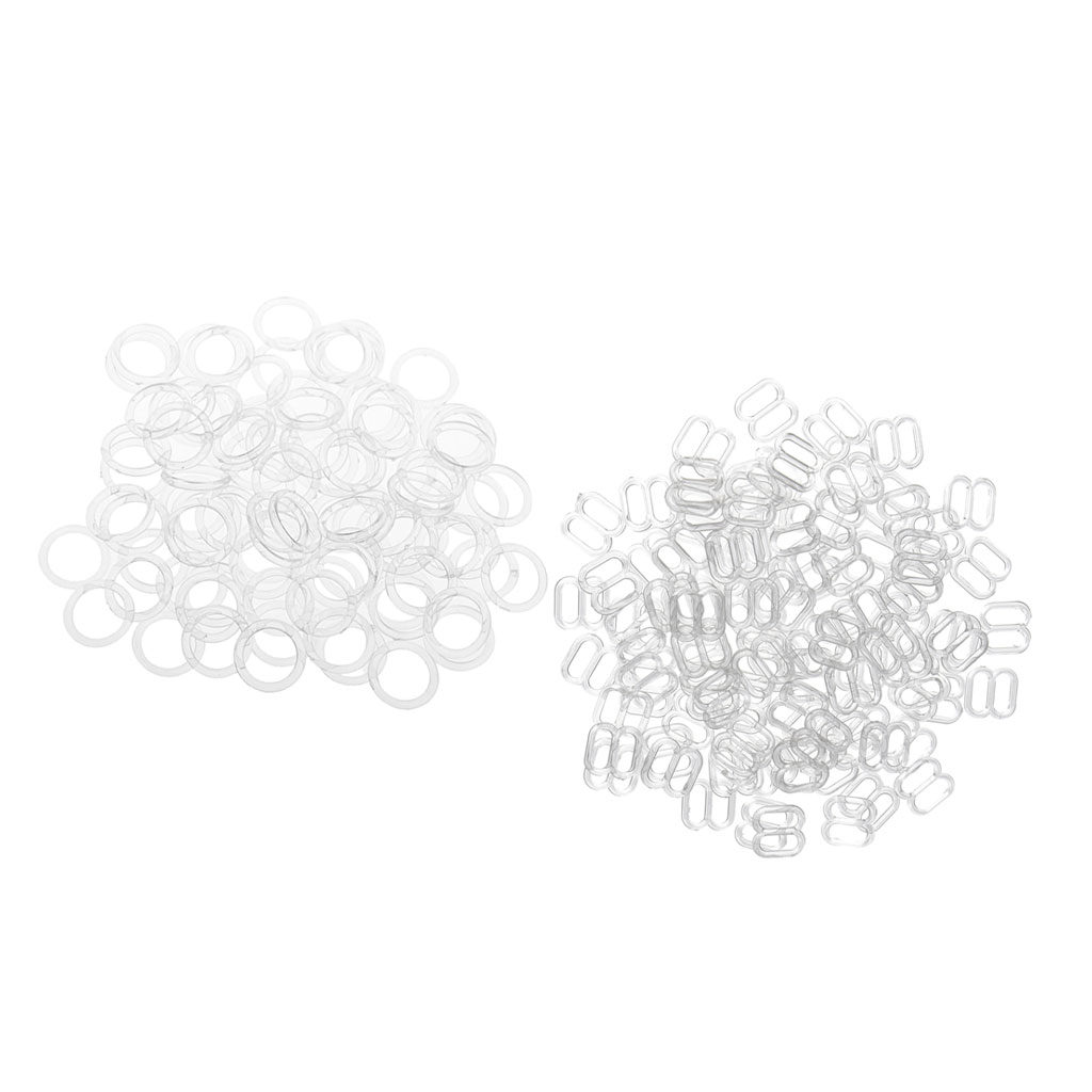 200 Pieces Plastic Bra Lingerie Strap Clips Hook Slider Buckle 8mm Clear-image-555747201