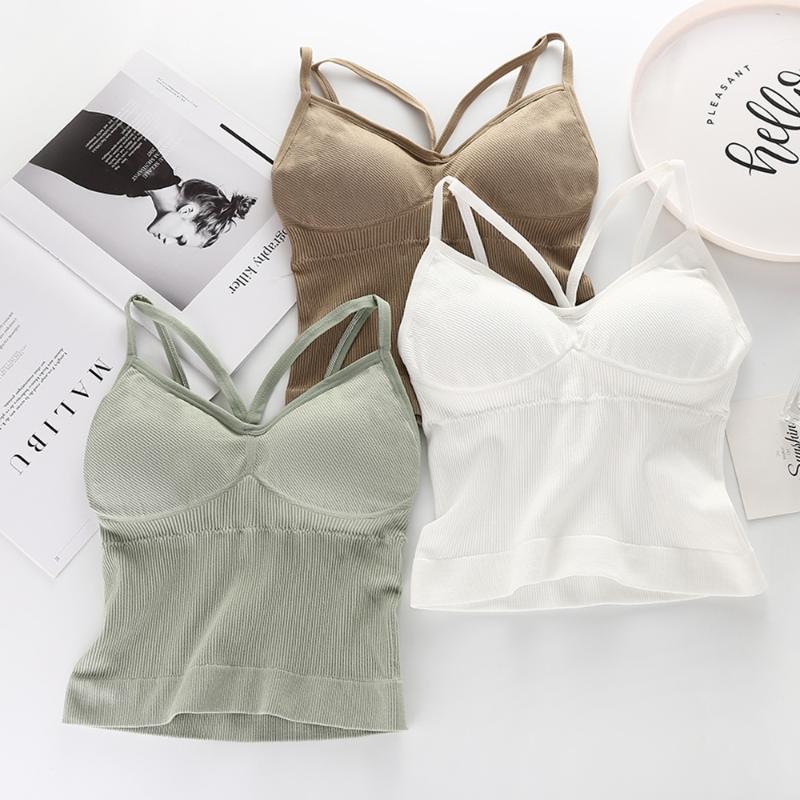 

Net Red Hot Seamless Thread V8 Strap Wrap-around Wireless Bra Girl's Vest Breathable Gathered Strapless Bra Underwear, Khaki