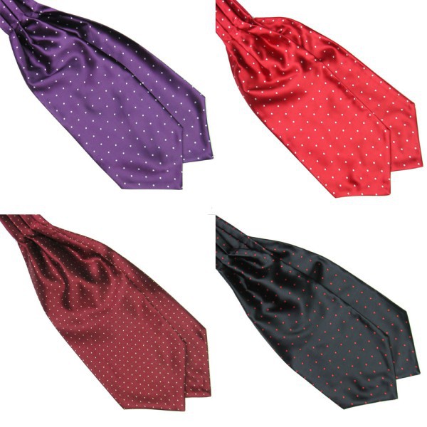 

Men Polka Dot Long Silk Ties Cravat Ascot Handkerchief Gentlemen FOR Drop Shipping