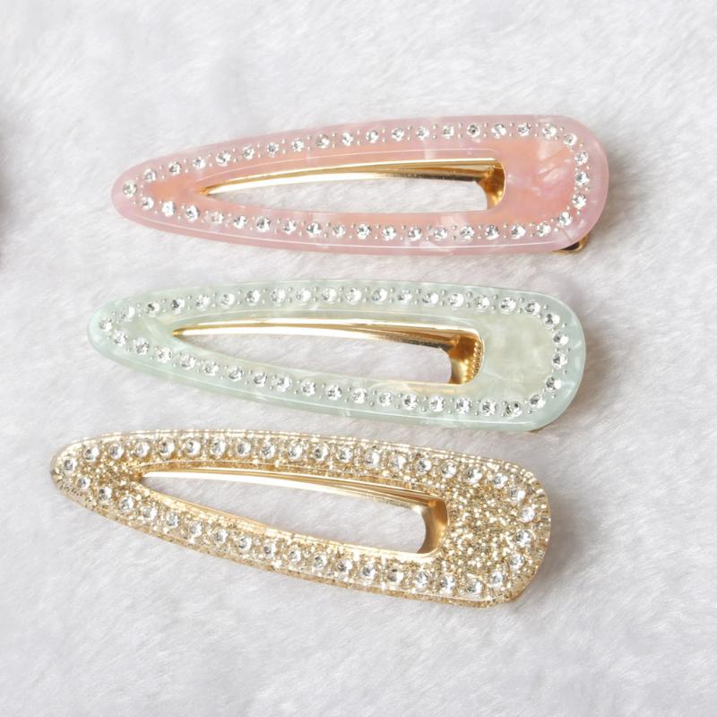 

Large Shiny Full Hair Clip For Women Girl Geometric Water Drop Duckbill Barrette Cute Rhinestone Hairpin Hair Accessories