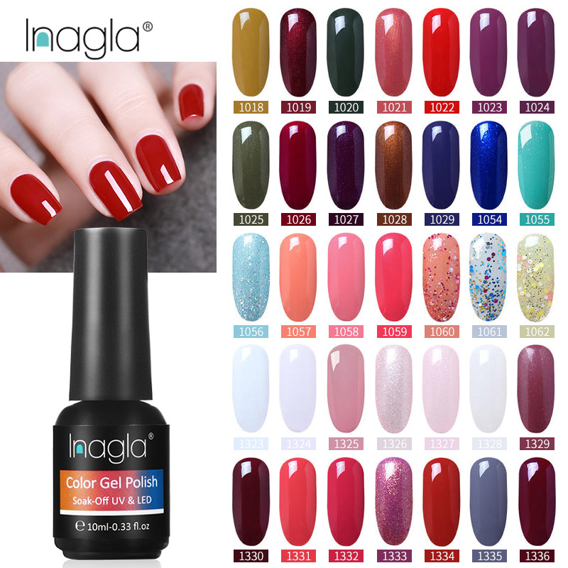 

Inagla 10ml Gel Polish Set All For Manicure 241 Colors Gel Vernis top coat UV LED Varnish Soak Off Nail Art Nail Polish, Primer